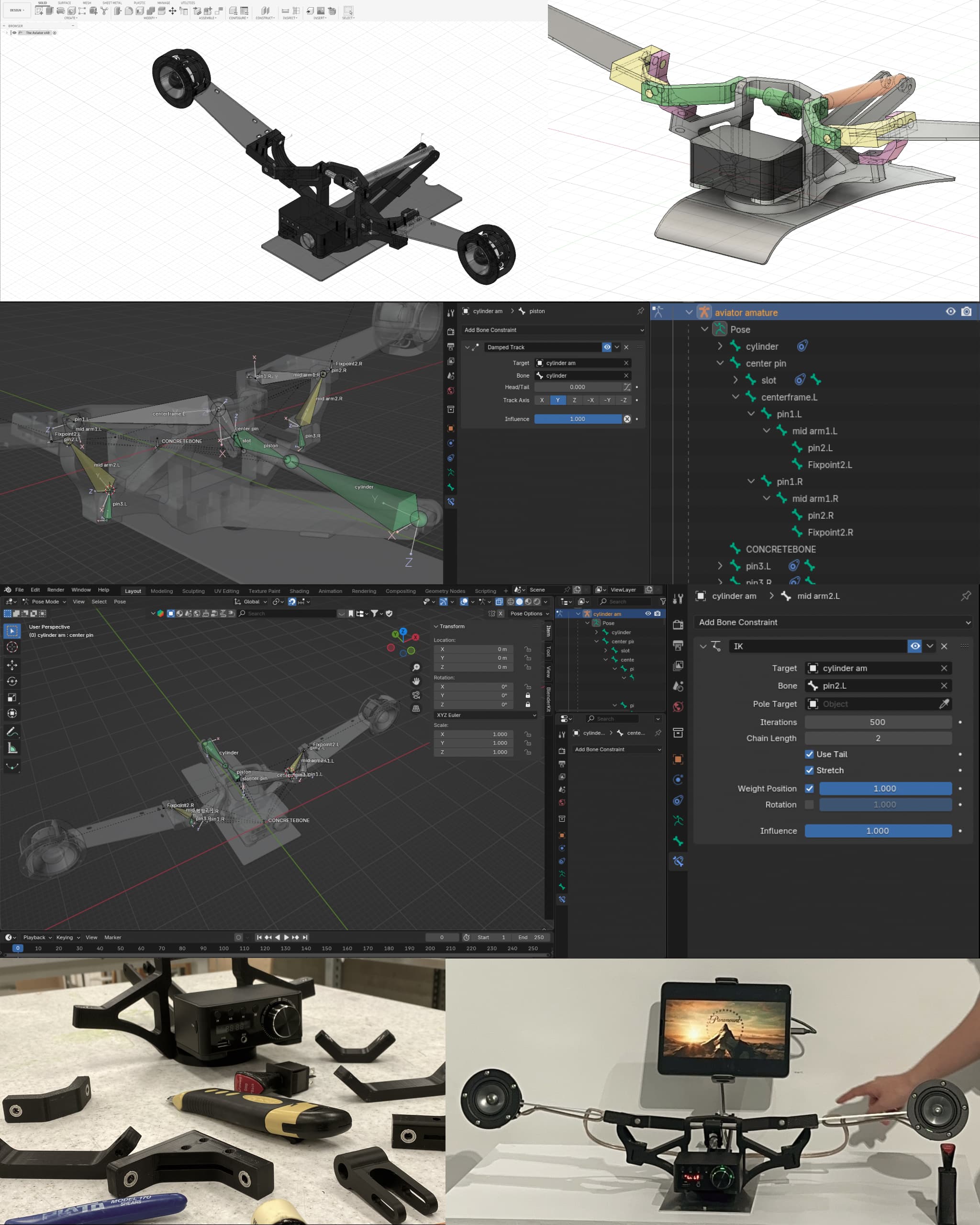 CAD, Blender와 제작 부품을 함께 정리한 The Aviator 제작 과정